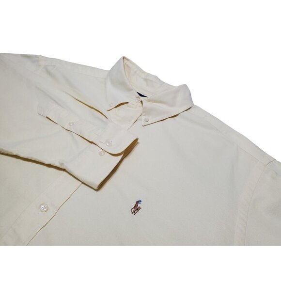 Ralph Lauren Men's‎ 17 34/35 Yarmouth Solid Yellow Long Sleeve Button Down Shirt - Picture 1 of 6